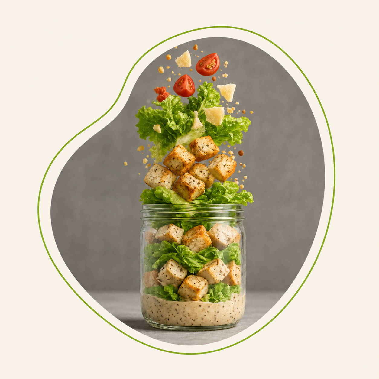 Montagem das camadas da salada no pote